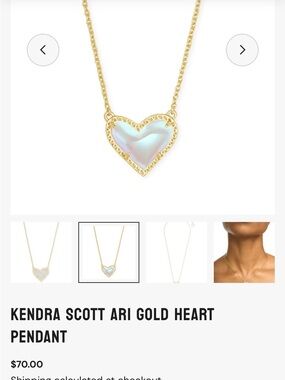 Kendra Scott Gold Heart Necklace - Iridescent